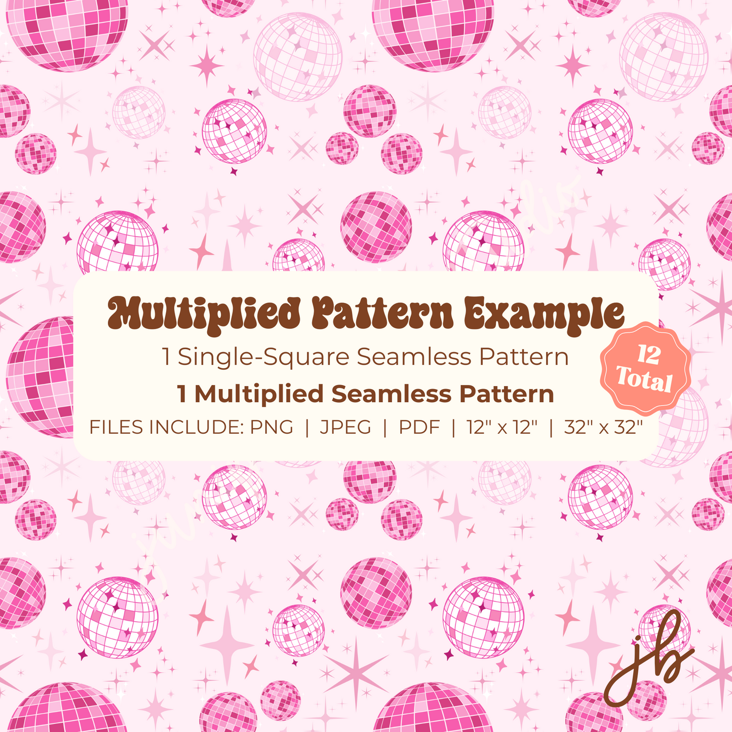 cute pink disco ball digital seamless pattern | disco pink print at home downloadable digital pattern