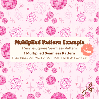 cute pink disco ball digital seamless pattern | disco pink print at home downloadable digital pattern