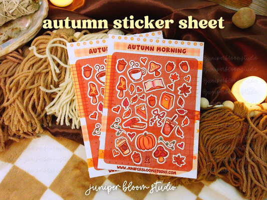 cozy autumn morning sticker sheet  |  warm fall vibes cozy sticker sheet