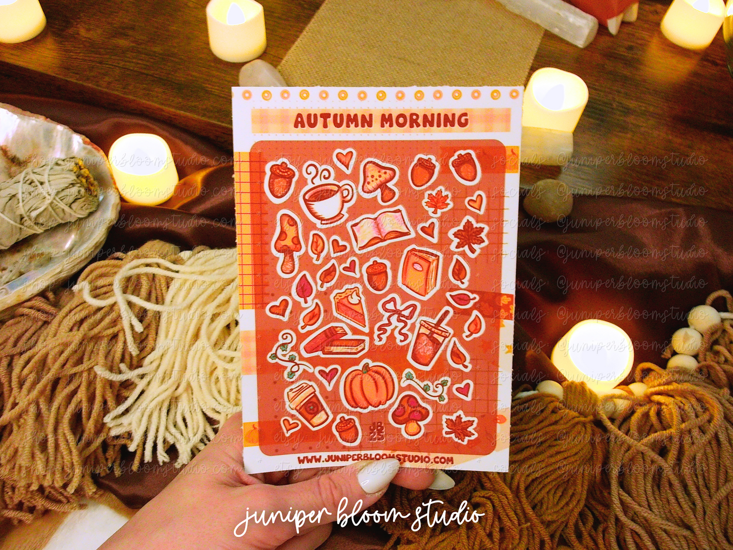 cozy autumn morning sticker sheet  |  warm fall vibes cozy sticker sheet