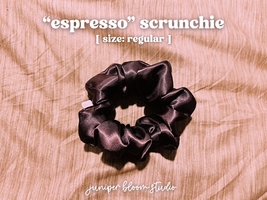 regular “espresso” scrunchie  |  handmade satin hair scrunchie