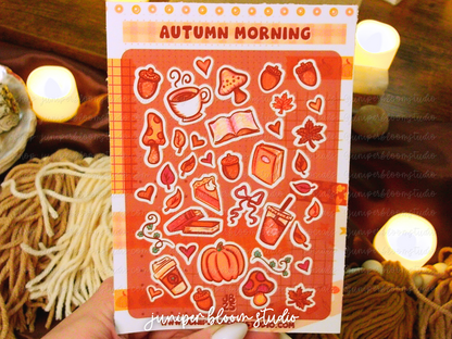 cozy autumn morning sticker sheet  |  warm fall vibes cozy sticker sheet
