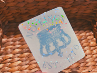 pretty "no kings: est. 1776" sticker  |  simple light blue political sticker (CHIRLA collection)