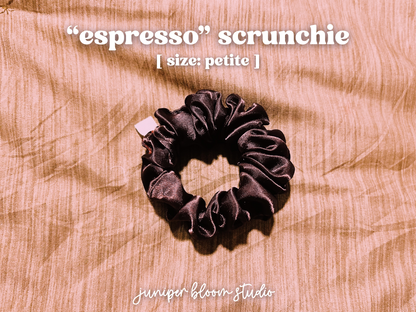 petite “espresso” scrunchie  |  handmade satin hair scrunchie