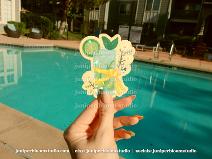 coquette mint mojito sticker | summer drinks and bows holographic sticker