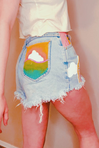 "noelani" upcycled shorts - painted thrift-flip shorts