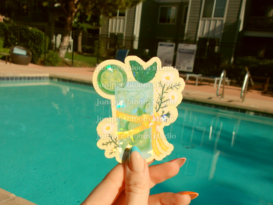 coquette mint mojito sticker | summer drinks and bows holographic sticker