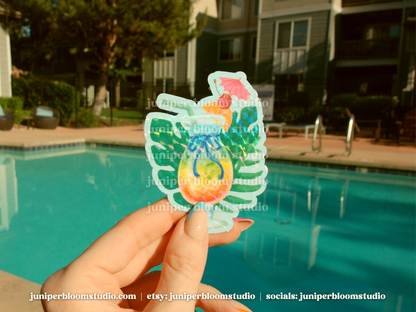 coquette island dream sticker | summer fruit drinks and bows holographic sticker