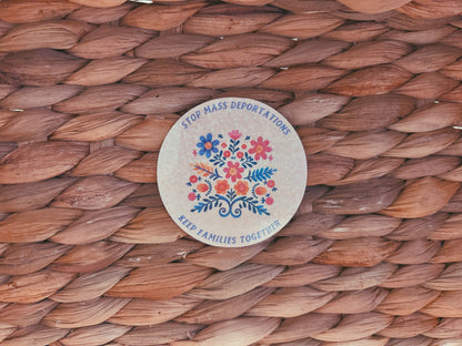 floral "keep families together" sticker  |  floral holographic sticker (CHIRLA collection)