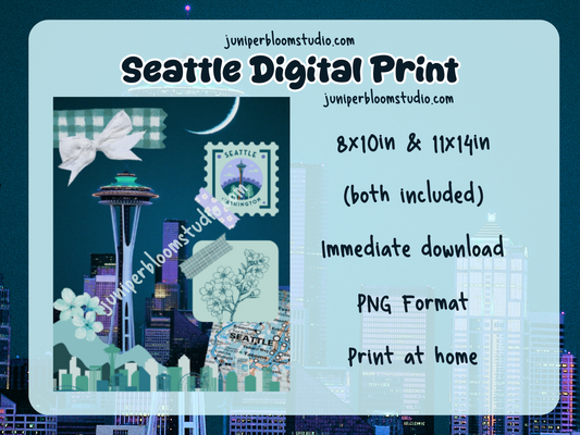 city printable wall art  |  seattle print-at-home digital download