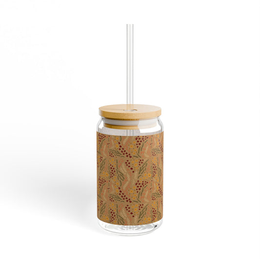 fall florals 16oz glass with straw  |  eco-friendly dishware, custom gifts, home decor