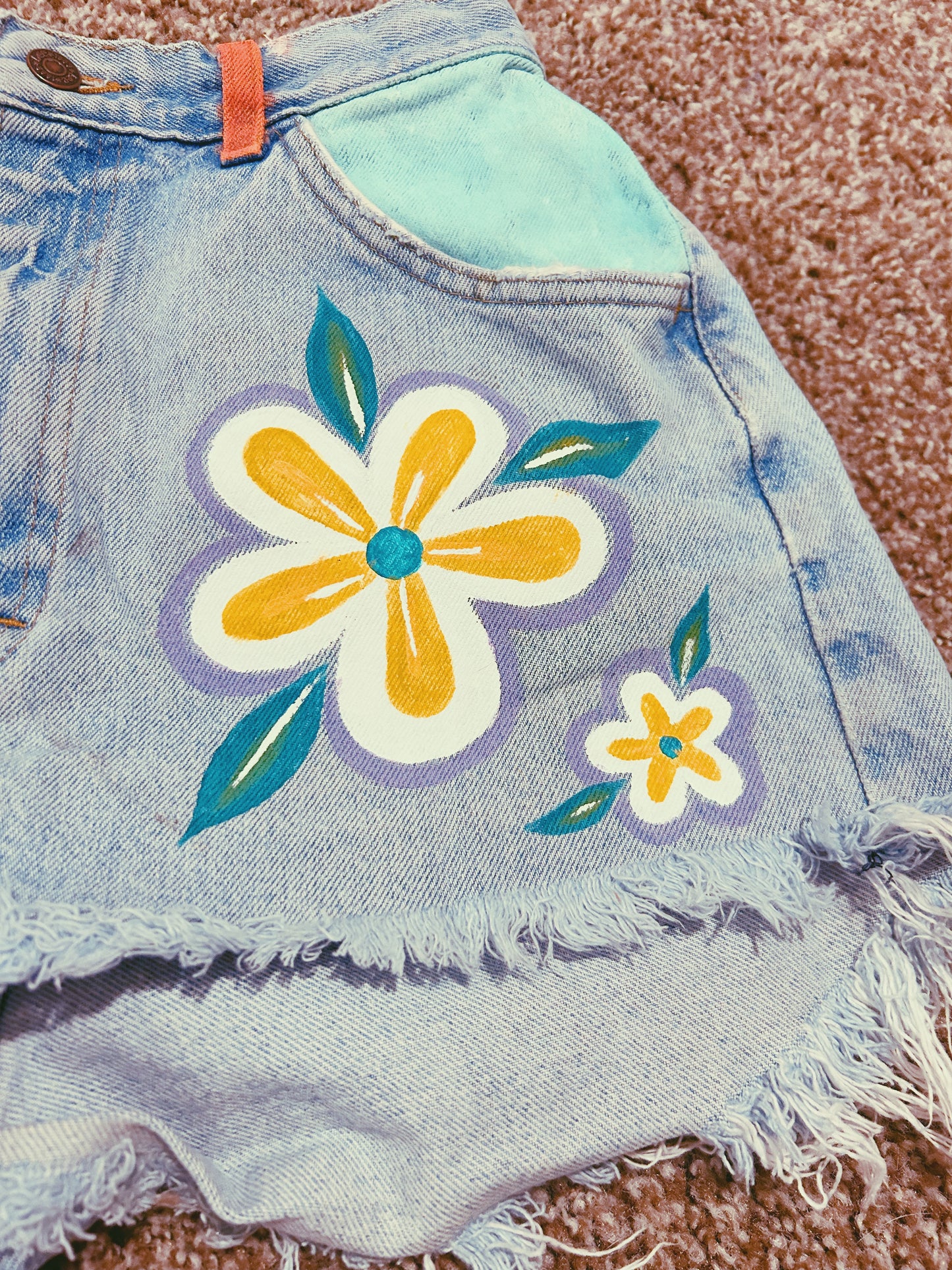 "noelani" upcycled shorts - painted thrift-flip shorts