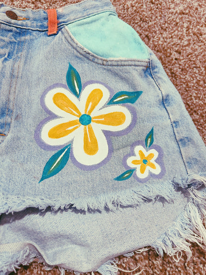 "noelani" upcycled shorts - painted thrift-flip shorts