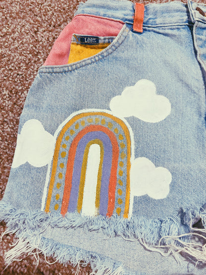 "noelani" upcycled shorts - painted thrift-flip shorts