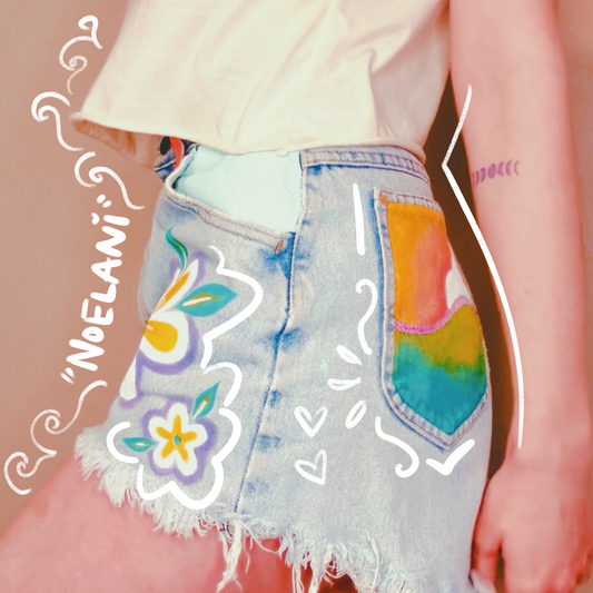 "noelani" upcycled shorts - painted thrift-flip shorts
