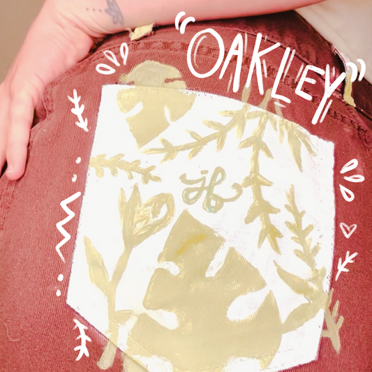 "oakley" upcycled cargo pants - painted thrift-flip pants