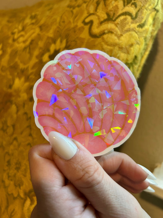 pink concha sticker  |  holographic concha sticker (CHIRLA collection)
