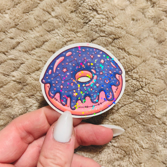 purple cosmic donut sticker  |  holographic space donut sticker