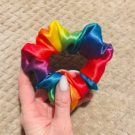 vivid rainbow pride scrunchie  |  rainbow  lgbtqia+ hair scrunchie