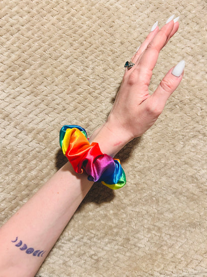 vivid rainbow pride scrunchie  |  rainbow  lgbtqia+ hair scrunchie