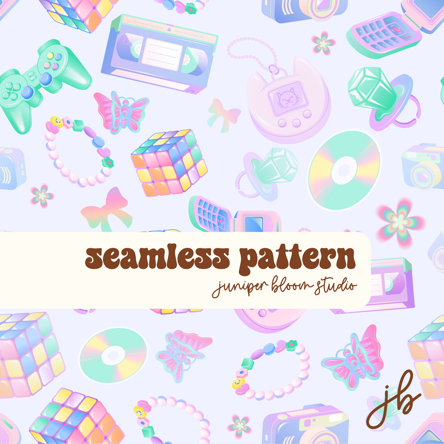 retro nostalgic digital seamless pattern | y2k 90s 2000s print at home downloadable digital pattern