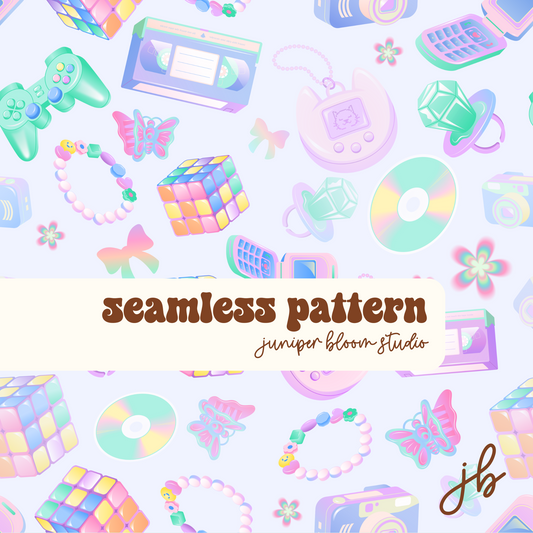 retro nostalgic digital seamless pattern | y2k 90s 2000s print at home downloadable digital pattern