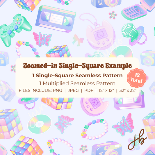 retro nostalgic digital seamless pattern | y2k 90s 2000s print at home downloadable digital pattern