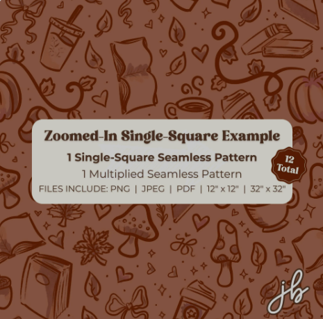 sketched autumn digital seamless pattern | cozy fall print at home downloadable digital pattern