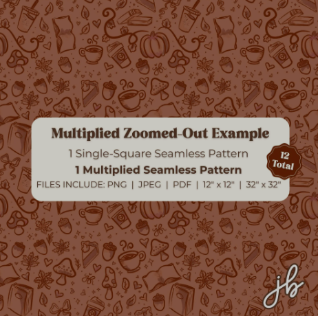 sketched autumn digital seamless pattern | cozy fall print at home downloadable digital pattern
