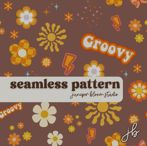 brown groovy digital seamless pattern | retro floral print at home downloadable digital pattern