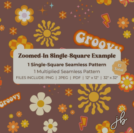 brown groovy digital seamless pattern | retro floral print at home downloadable digital pattern