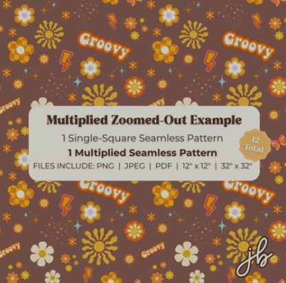 brown groovy digital seamless pattern | retro floral print at home downloadable digital pattern