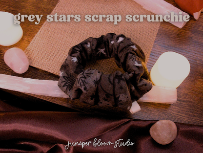grey stars scrap scrunchie  |  black and white celestial hair scrunchie