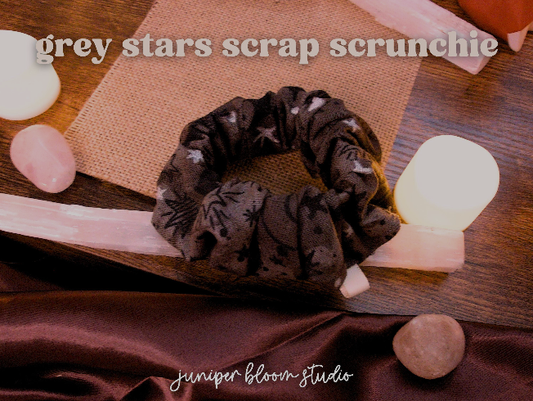 grey stars scrap scrunchie  |  black and white celestial hair scrunchie