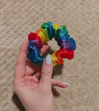 petite vivid rainbow pride scrunchie  |  rainbow  lgbtqia+ hair scrunchie