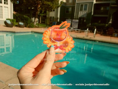 coquette sunflowers and sangria sticker | summer drinks and bows holographic sticker