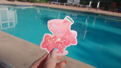coquette watermelon daiquiri sticker | summer drinks and bows holographic sticker
