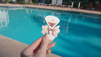 coquette espresso martini sticker | summer drinks and bows holographic sticker
