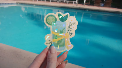 coquette mint mojito sticker | summer drinks and bows holographic sticker
